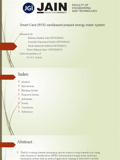 Smart Card (RFID Card) Based Prepaid Energy Meter System 1